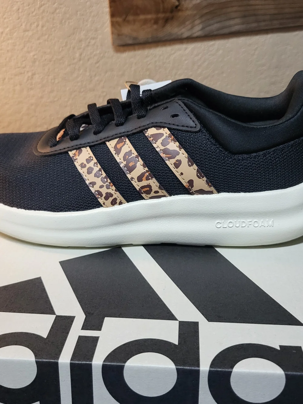 *NEW*Adidas Lite Racer 4.0  Shoes Black Leopard Casual Sneakers Women's Size 6.5